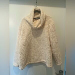 NWOT Lands' End Cream Cowl Neck Fleece Sweater
